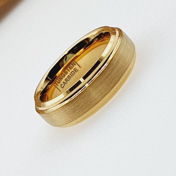 "Yellow Gold Tungsten Brushed Finish Wedding Ring for Women, GALTUN720 - Picture 8 of 11